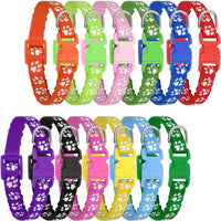 12 Pack Puppy Collars for Litter, Adjustable Puppy ID Collars – Essentials for Small Pets - M / Paw Print