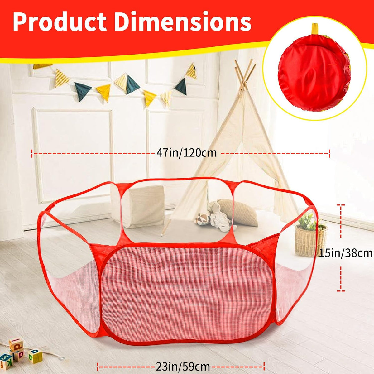 STARBOLO Gray Kids Ball Pit - Red - image 3
