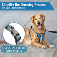 No-Pull Dog Harness with Handle - Escape Proof, Anti-Pulling, Grip Control, Multi-Angle Reflective for Safe Walks & Training, Easy On & Off, Metal Buckle–Pet Harness, Medium/Large Dogs- H3- Blue