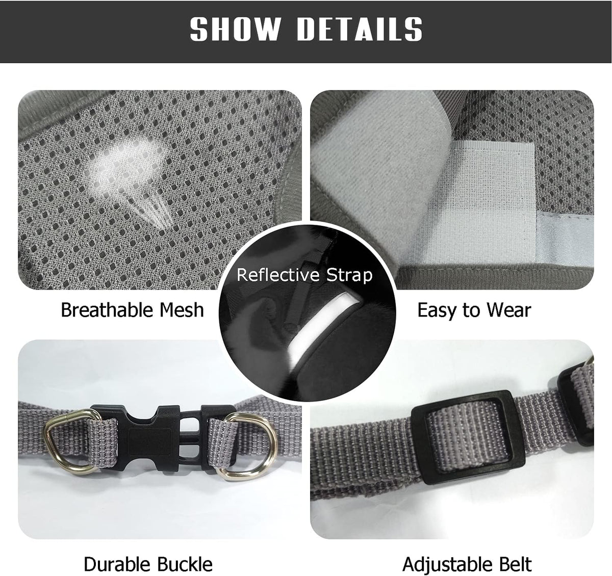 FEimaX Dog Harness and Leash Set for Walking - Grey / X-Large - image 3