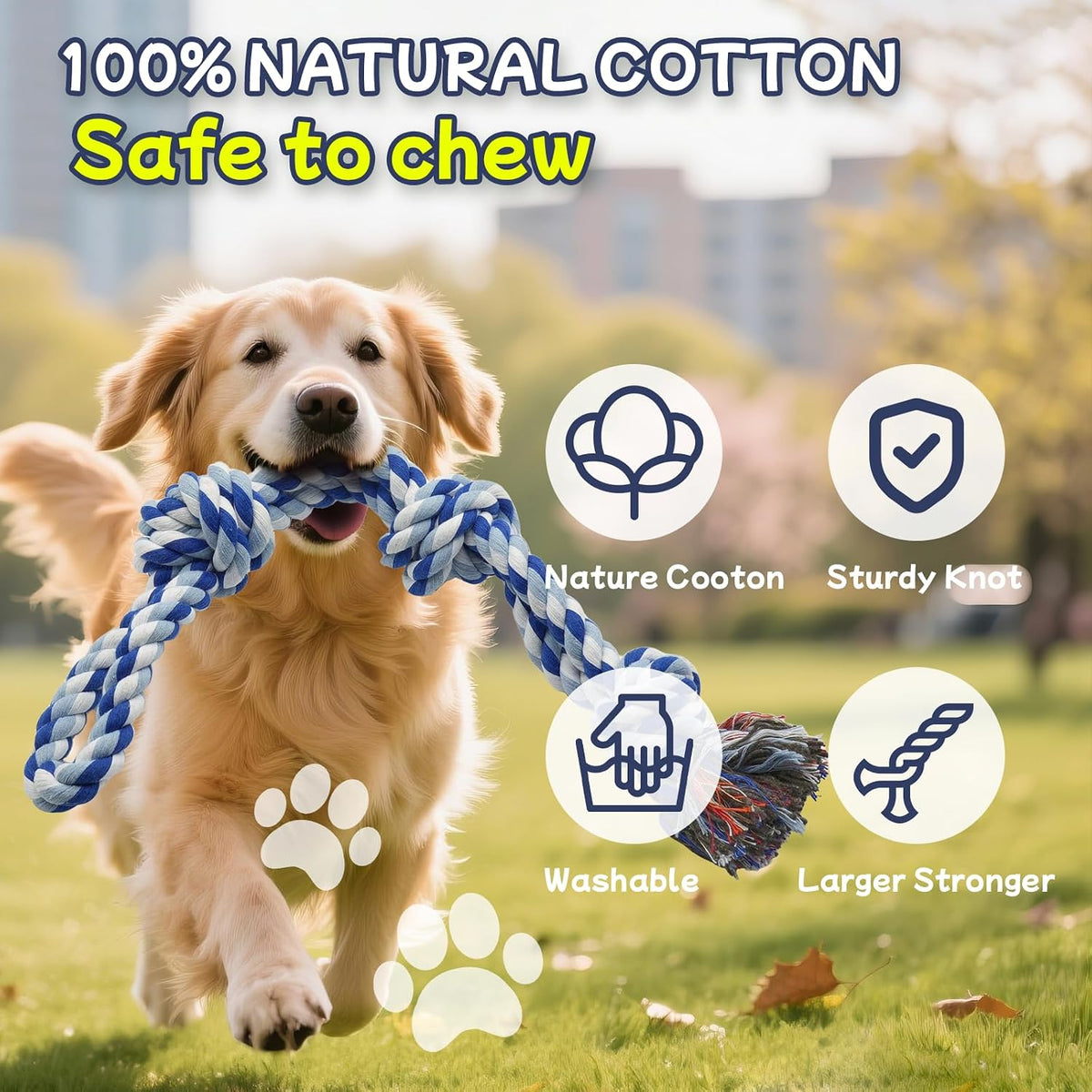 Rocfish [4 Pack] Dog Rope Toys for Aggressive Chewers - Multicolour / 5 Pack - Dog Rope - image 3