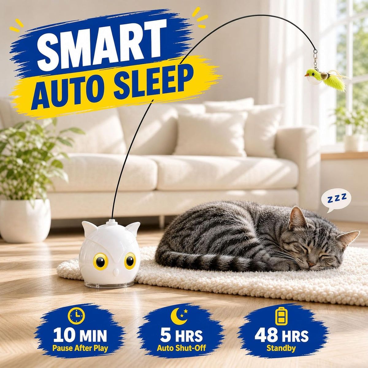 Interactive Cat Toy for Indoor Cats, Automatic Flying Bird Toy – Essentials for Cats - White - image 4