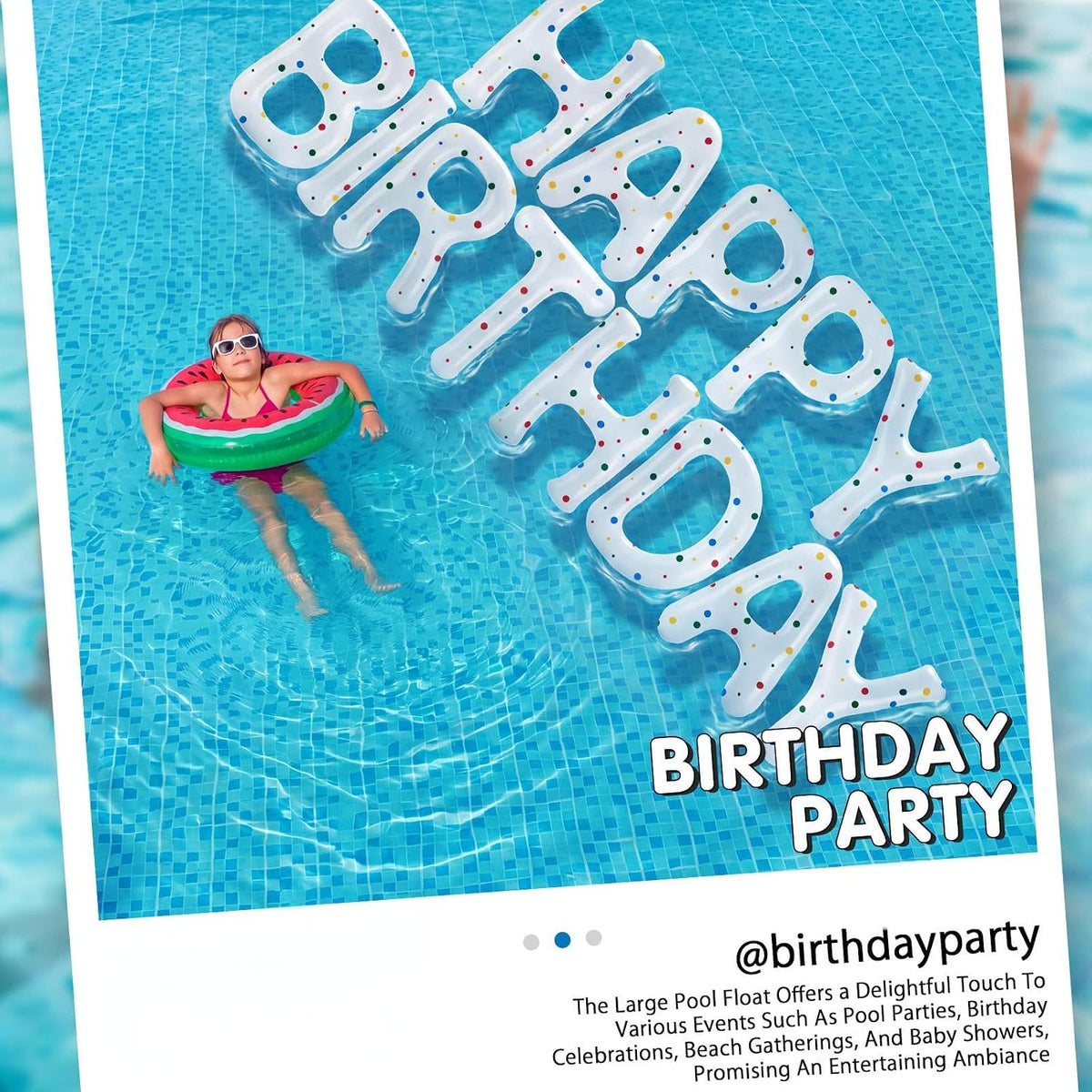 Shappy Happy Birthday Pool Floats Balloon – Fun for Kids & Family - White / 20'' / Colored Dots - image 3