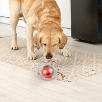 PrimePets Dog Treat Ball, Adjustable Food Dispensing Interactive Toys, Slow Feeder Treat Ball, 4.8'' Green/Red