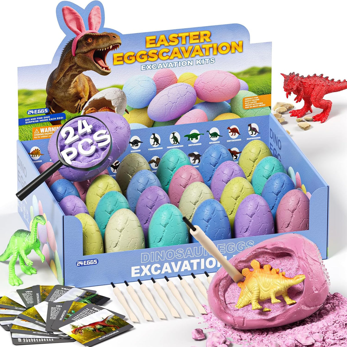 24 Dinosaur Eggs Dig Kit Toys for Kids - 24 Dinosaur Eggs(Colorful)