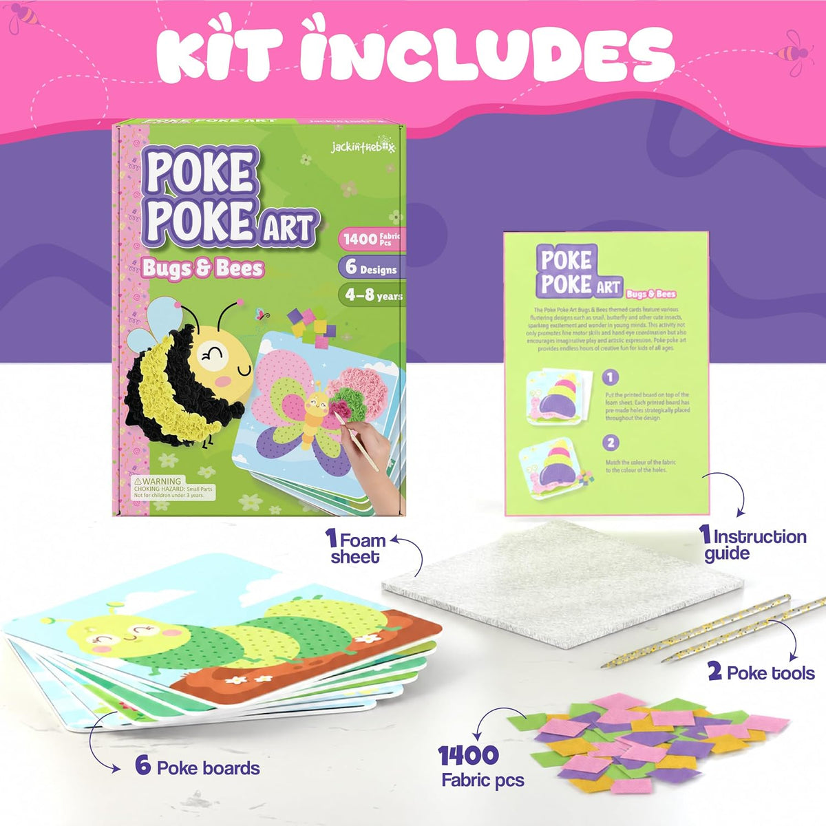 Jackinthebox Poke Art Magical Flower Pressing Craft Kit for Girls - Bugs - image 2