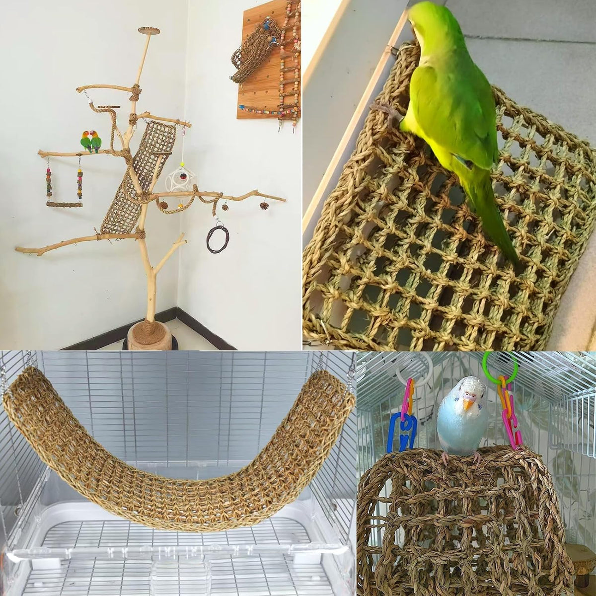 Bird Seagrass Mat 30 x 7 Inch Parrot Natural Seagrass Woven Net - 2Pcs 29.5" × 7" - image 3