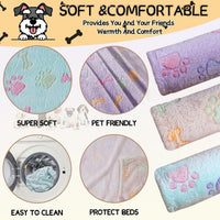 Rezutan Blanket for Large Dogs & Cats Soft Reversible Cute Paw 40"x31" – Essentials for Dogs - Purple1/Green1/Brown1 / Small,23x16Inch - image 3