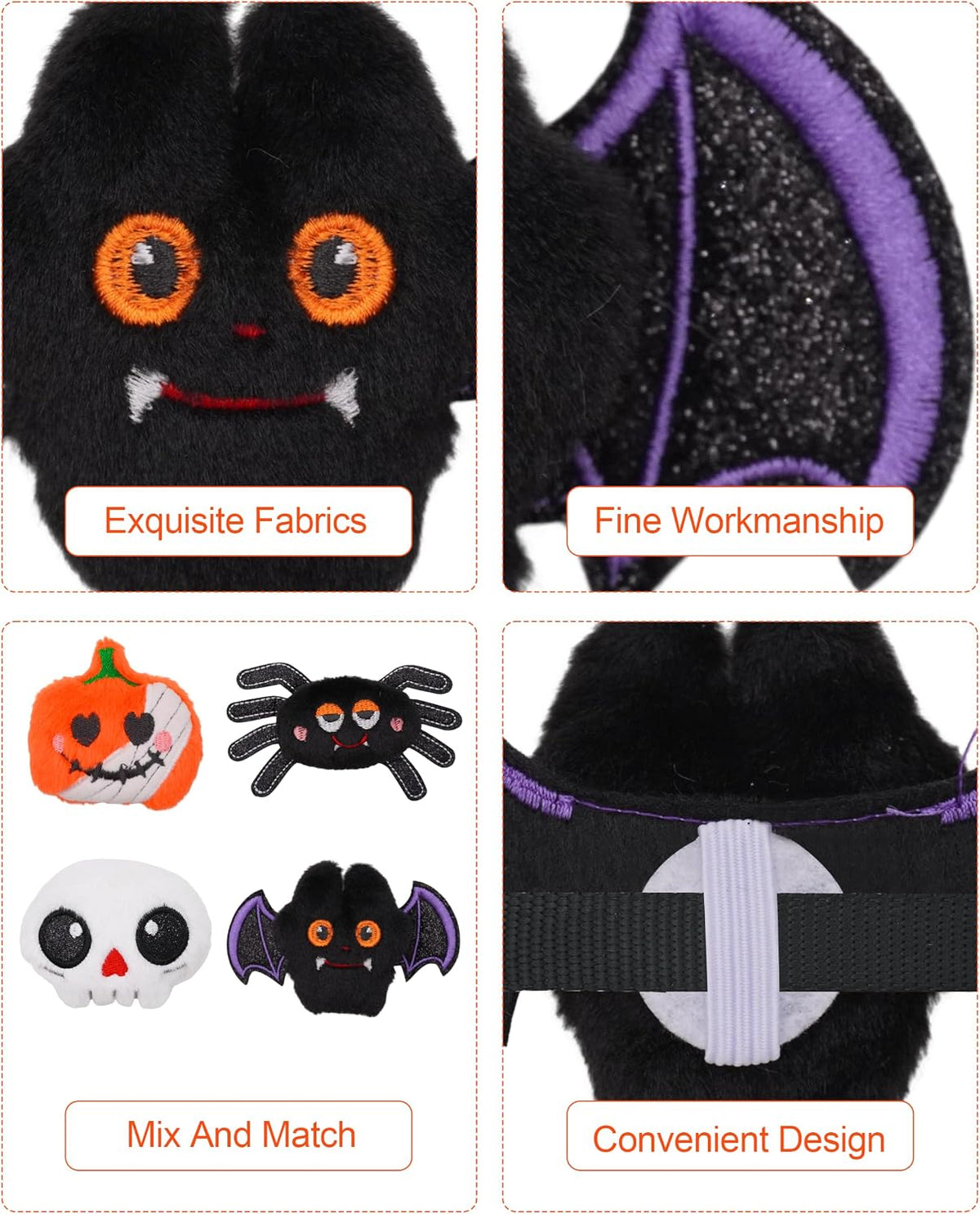 PET SHOW 4 Pack Small Dog Bows Sliding on Collar Attachment – Essentials for Dogs - Halloween - image 4