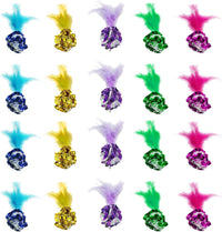 SunGrow Cat Crinkle Balls - Multicolor (With Feather), 20 Pieces