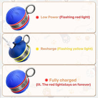 Interactive Cat Toys for Indoor Cats with 3 Mouse Tails,Electric Cat Ball Toy with Bird Chirping Sounds,Automatic Spinning Moving,300mAh Long Endurance Type-C Rechargeable,Pet Cat Supplies (Blue)