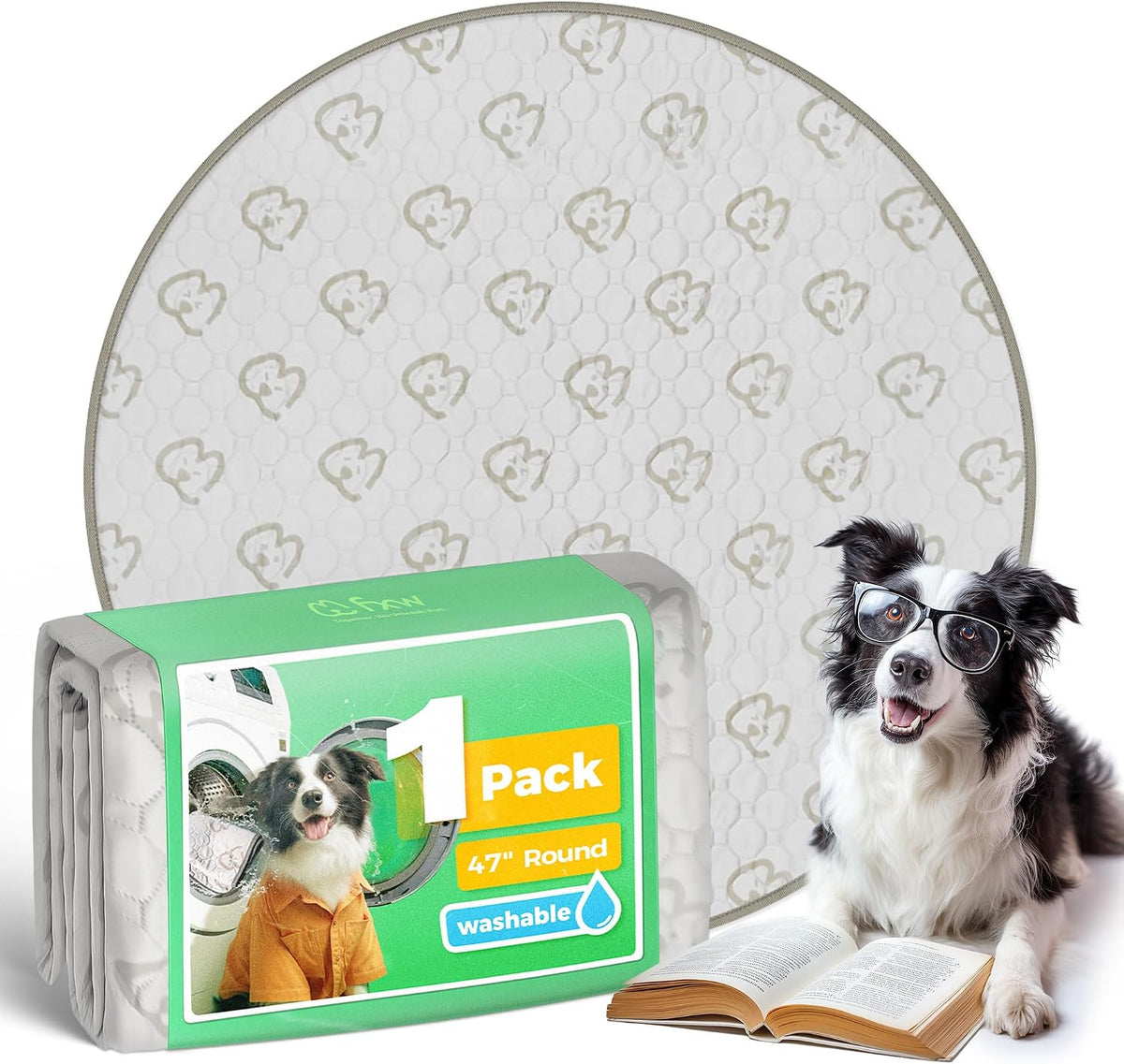 FXW Washable Pee Pads for Dogs, Super Absorbent - 47" Round / 1 Pack