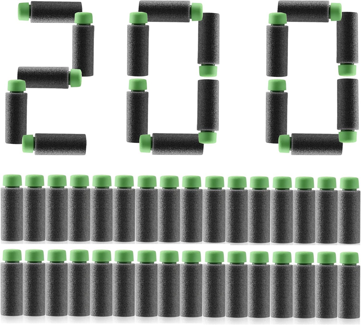 JGCWorker 200pcs 2nd Generation High-End of Half-Lenth Soft Dart - Black and Green