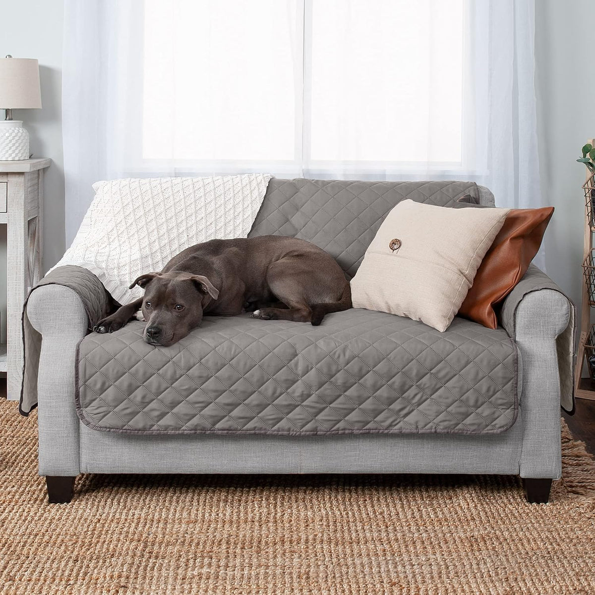 Furhaven Water-Resistant & Reversible Chair Cover Protector for Dogs - Loveseat / Gray/Mist - image 2