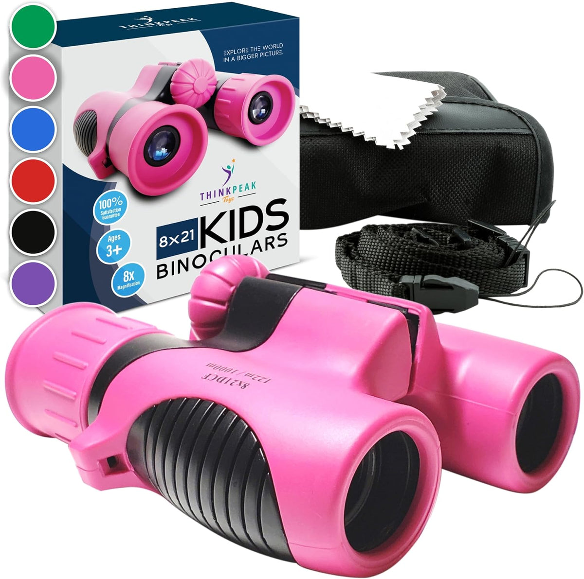 Think Peak Blue Binoculars Science Toy for Kids Ages 3-12 Years - Pink