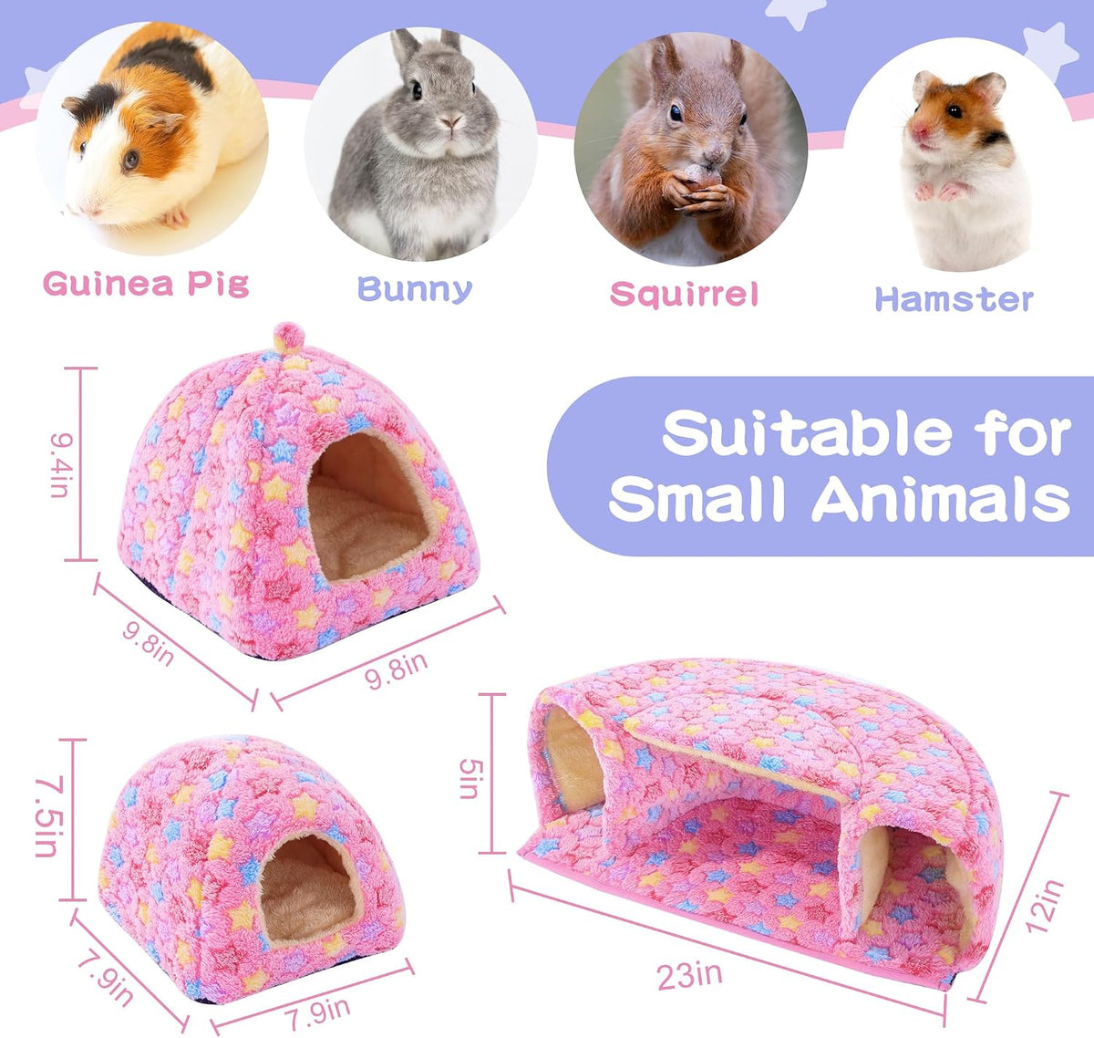MABOZOO 3 Pack Guinea Pig House Accessories - Pink / L - image 2
