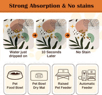 Pet Feeding Mat for Floors Cat Food Mat Waterproof Dog Food Mat - 30"L x 17"W / Boho - image 2