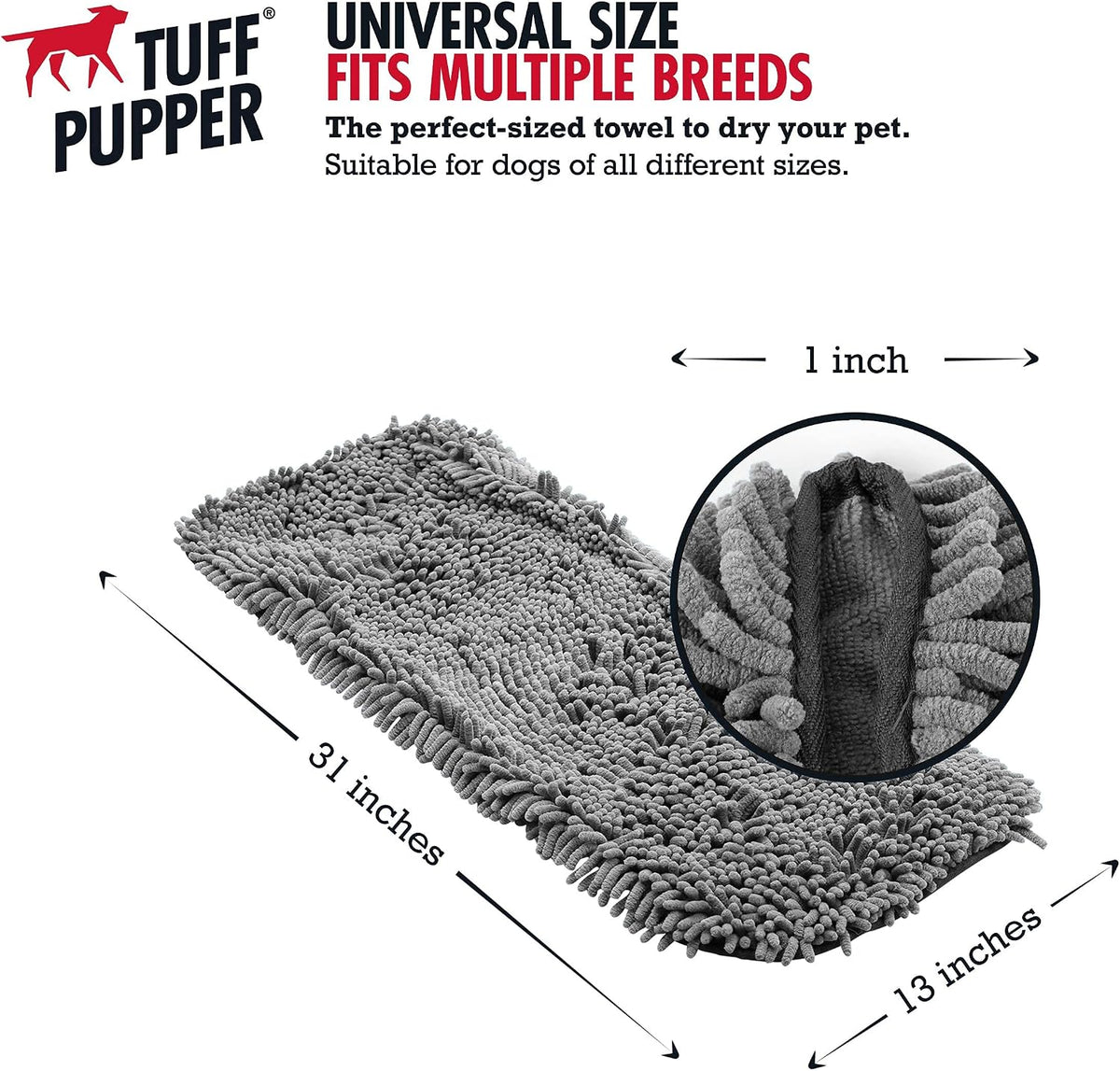 Tuff Pupper Quick Dry Towel for Dogs - Cool Grey - image 3