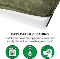Furhaven Orthopedic Dog Bed for Large Dogs w/ Removable Bolsters & Washable Cover, For Dogs Up to 125 lbs - Faux Fur & Velvet Sofa - Dark Sage, Jumbo Plus/XXL