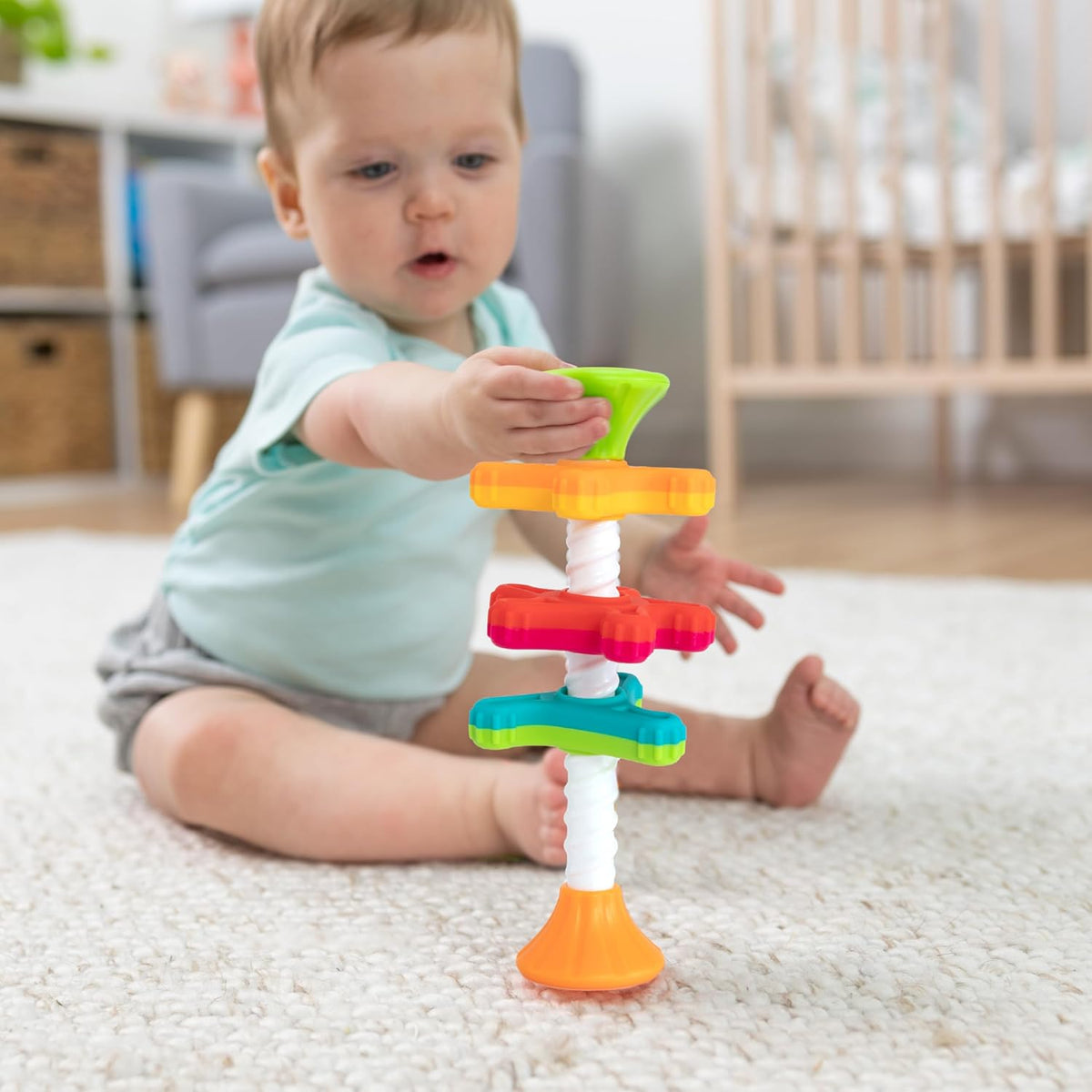 Fat Brain Toys MiniSpinny Travel-Friendly Spinning Textured Sensory - image 3