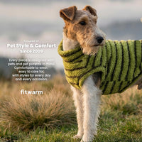 Fitwarm 2 Pack Striped Fleece Dog Sweater - Large / Sky Blue-Olive Green - image 2
