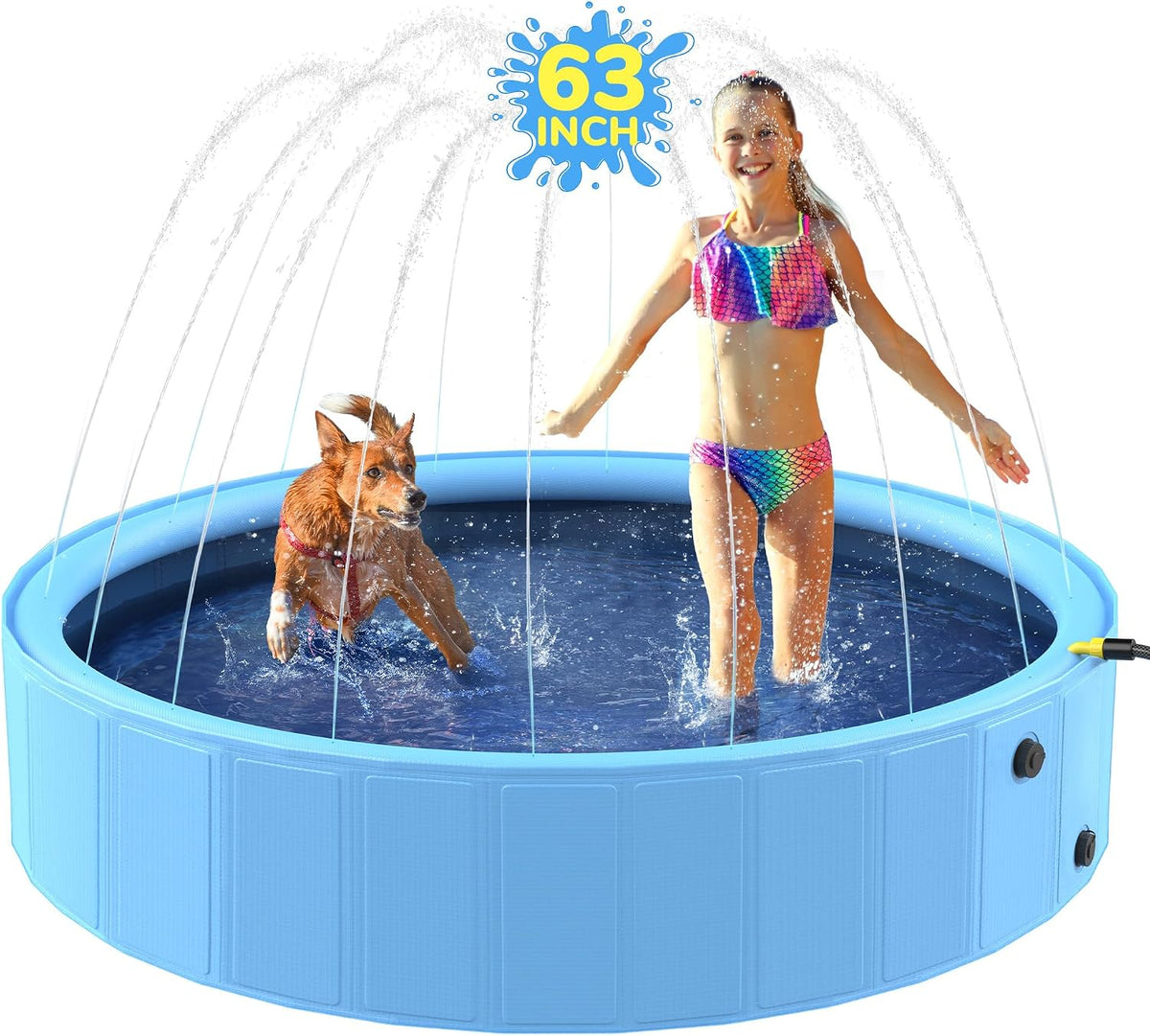 47'' Foldable Dog Pet Bath Pool, Heavy Duty Non-Slip Kiddie Pool - 63'' Dog Pool