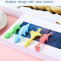 MEACAOFG 10 Pcs Slingshot Dinosaurs Finger Toys | Rubber Dinosaur Slingshot Toy Flicking Slingshot Dinosaur Finger Toys | Stretchy Flying Dinosaur | Sensory Fidget Toys | Novelty Gifts For Adults