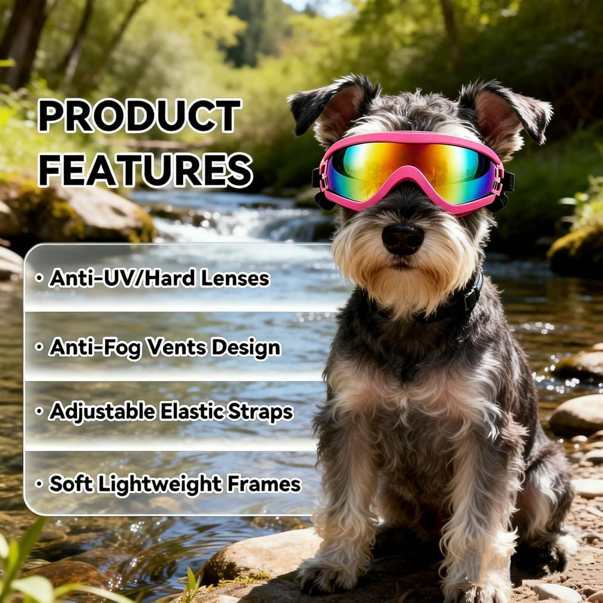 Enjoying Clear Dog Goggles Medium to Large Breed - Gloss Pink / Medium Breeds - image 4