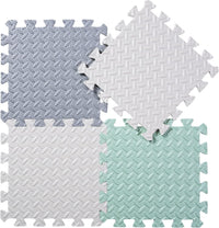 16 Tiles Foam Play Mat, Soft & Safe EVA Foam Mats for Floor - White/Gray/Bean Green - image 3