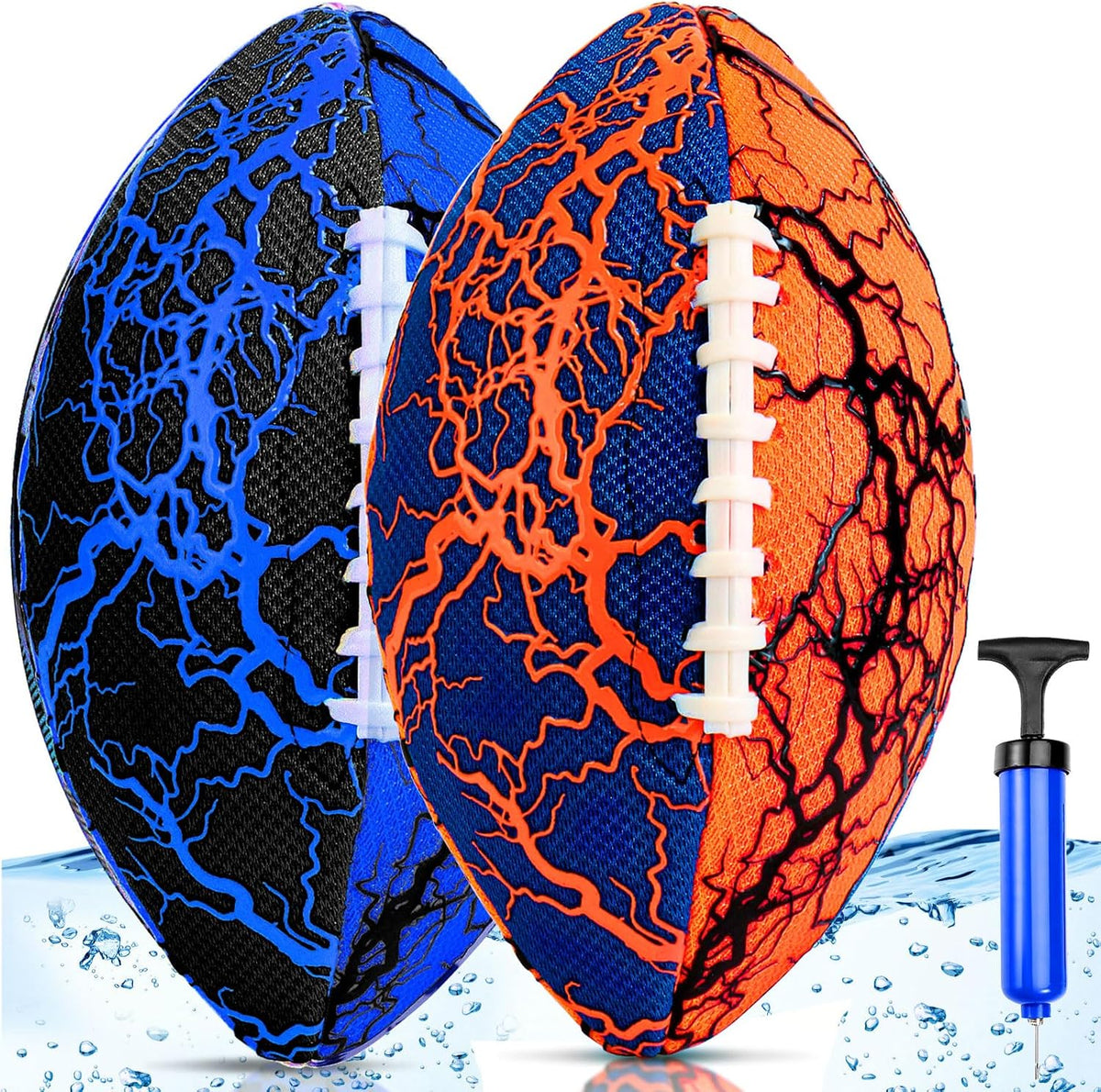 Jasonwell 2 pack double-laced waterproof pool footballs with pump