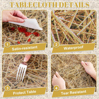 NatNarr 3 Pack Wood Grain Plastic Tablecloths - Straw - image 4