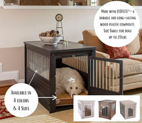 New Age Pet ECOFLEX Dog Crate End Table - Furniture-Style Pet Crate for Crate Trained Dogs - Stainless Steel Tubing & a Latched Closure - 10 Year Manufacturer's Warranty, X-Large, Brown