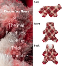 Fitwarm Collared Neck Plaid Dog Pajamas - Medium / Red-White - image 2
