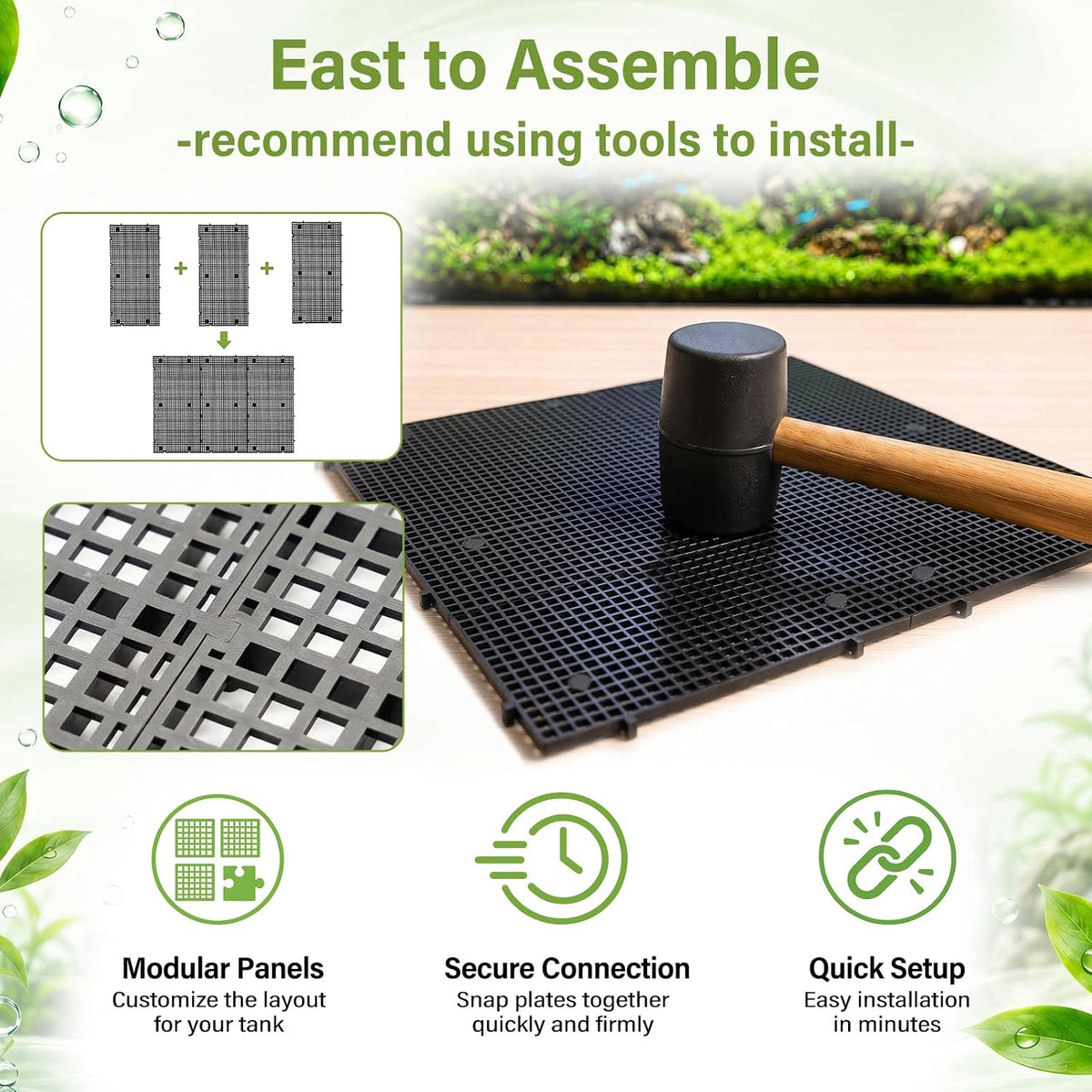 LINLAN 8 Pieces High-Density Aquarium Grid Plastic with 48 Brackets - 8pcs - image 2