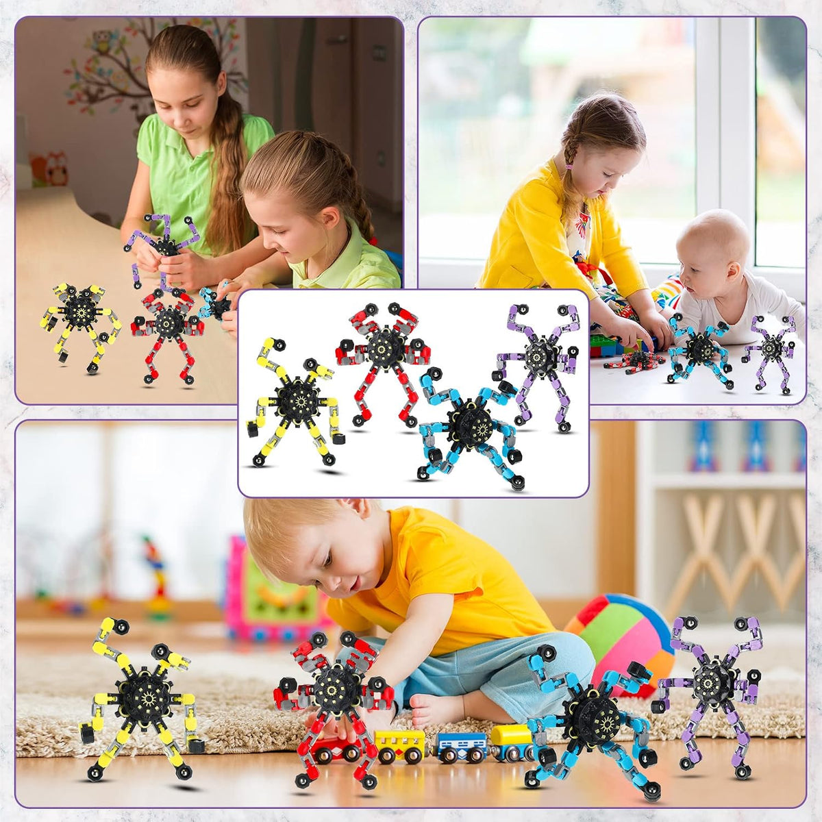 Junkin transformable fidget spinners in white, orange, green and blue - view 17