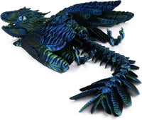 Guwewu Feathered Wyvern, 3D Printed Articulated Fidget Dragon - Azurewing