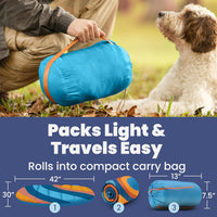 Travel Dog Bed, Foldable & Packable with Carry Bag, Black - Sunset Surf / Medium - image 3