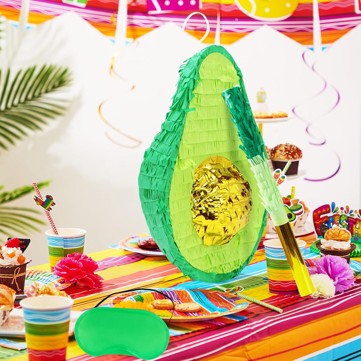 JOYIN Pumpkin Piñata Set, Foldable 10.5 x 16 Inch Jack-O’-Lantern Piñata with Stick and Blindfold - Avocado Pinata Set-3pcs - image 3