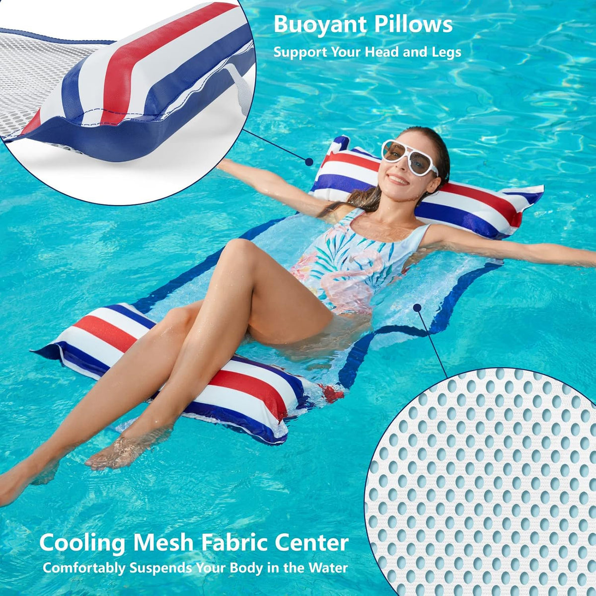 Jasonwell Inflatable Pool Hammock Float - Blue&Red / Large / 2 - image 3