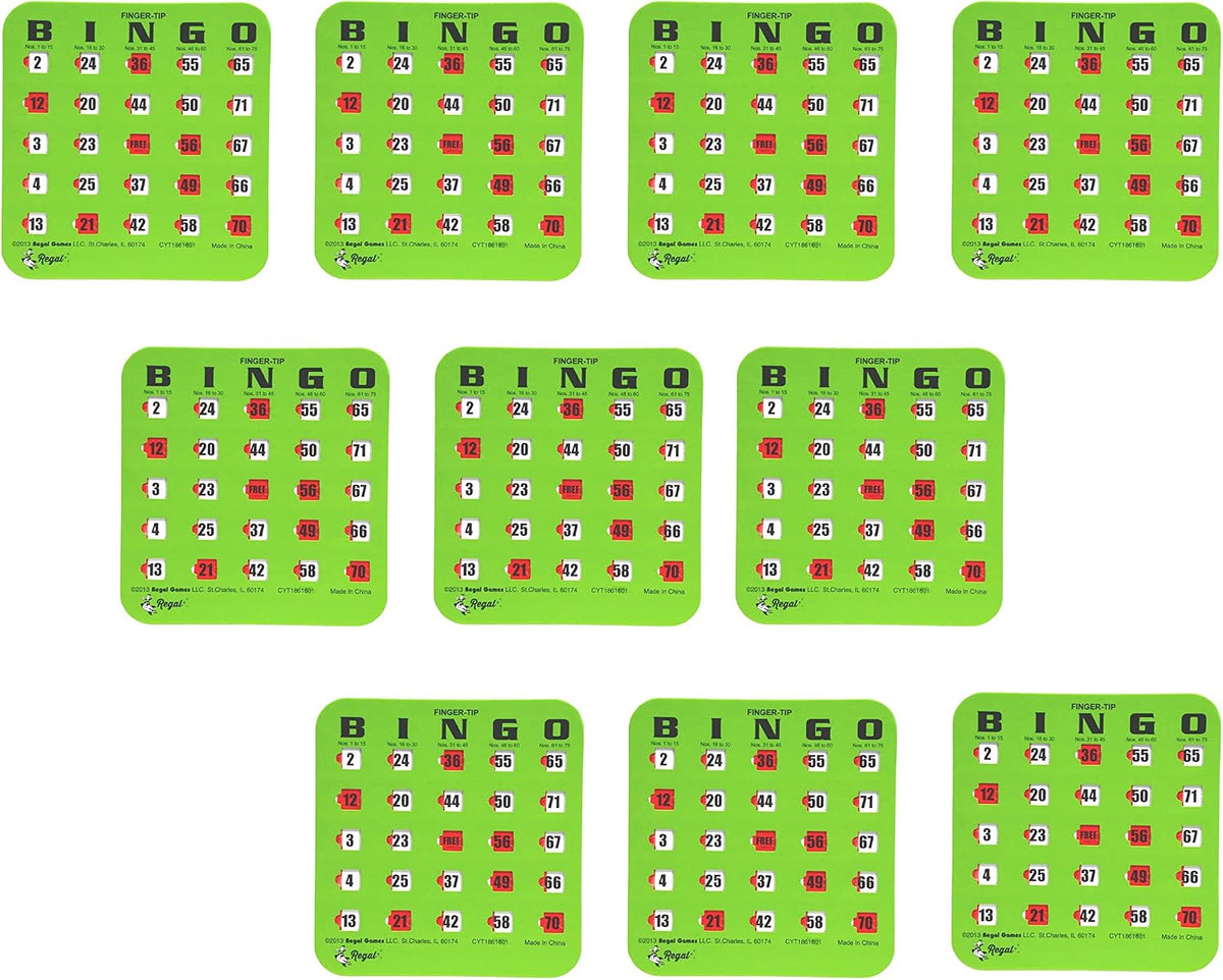 Regal Bingo Bulk Bingo Cards with Sliding Windows - Green / 10 Cards - image 2
