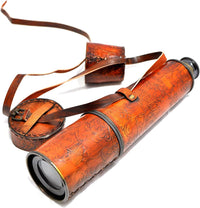 6" inch Handheld Brass Telescope with Wooden Box - Antique 32"