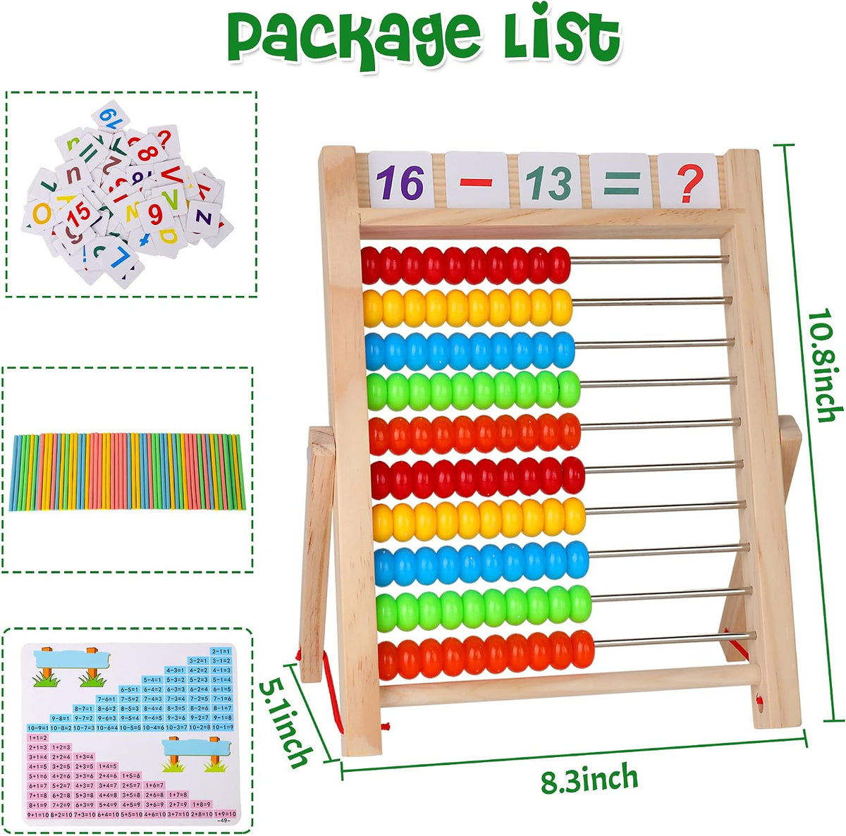 WOODMAM Wooden Abacus for Kids-100 Counting Sticks - image 3