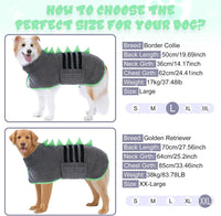 Super Absorbent Dog Bathrobe - Grey, Green edging / Small - image 2