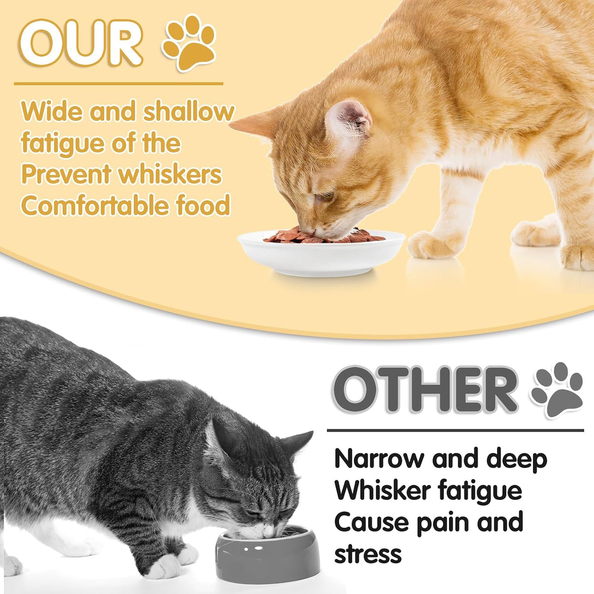 6 Pack Cat Food Bowl, Ceramic Cat Bowls - White-F - image 3