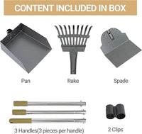Heeyoo Dog Pooper Scooper, Dog Poop Tray and Rake Set, Pet Waste Removal Scoop with Long Adjustable Sectional Stainless Handles