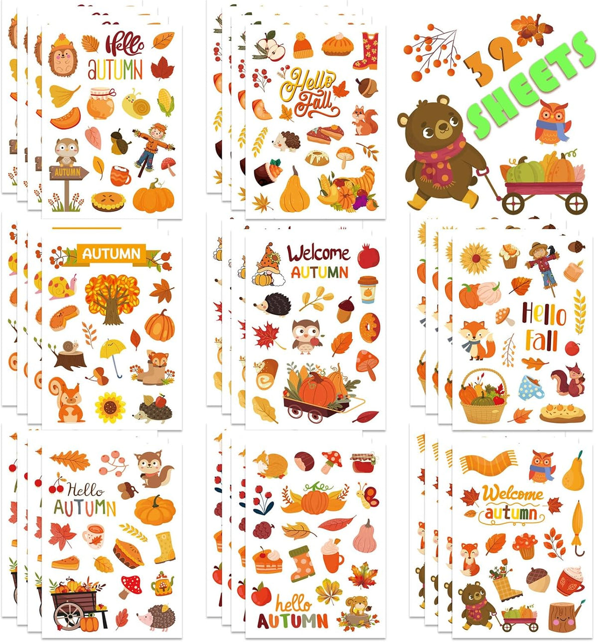 DUJAA 640-piece fall stickers for kids with pumpkins, leaves and scarecrows - view 6