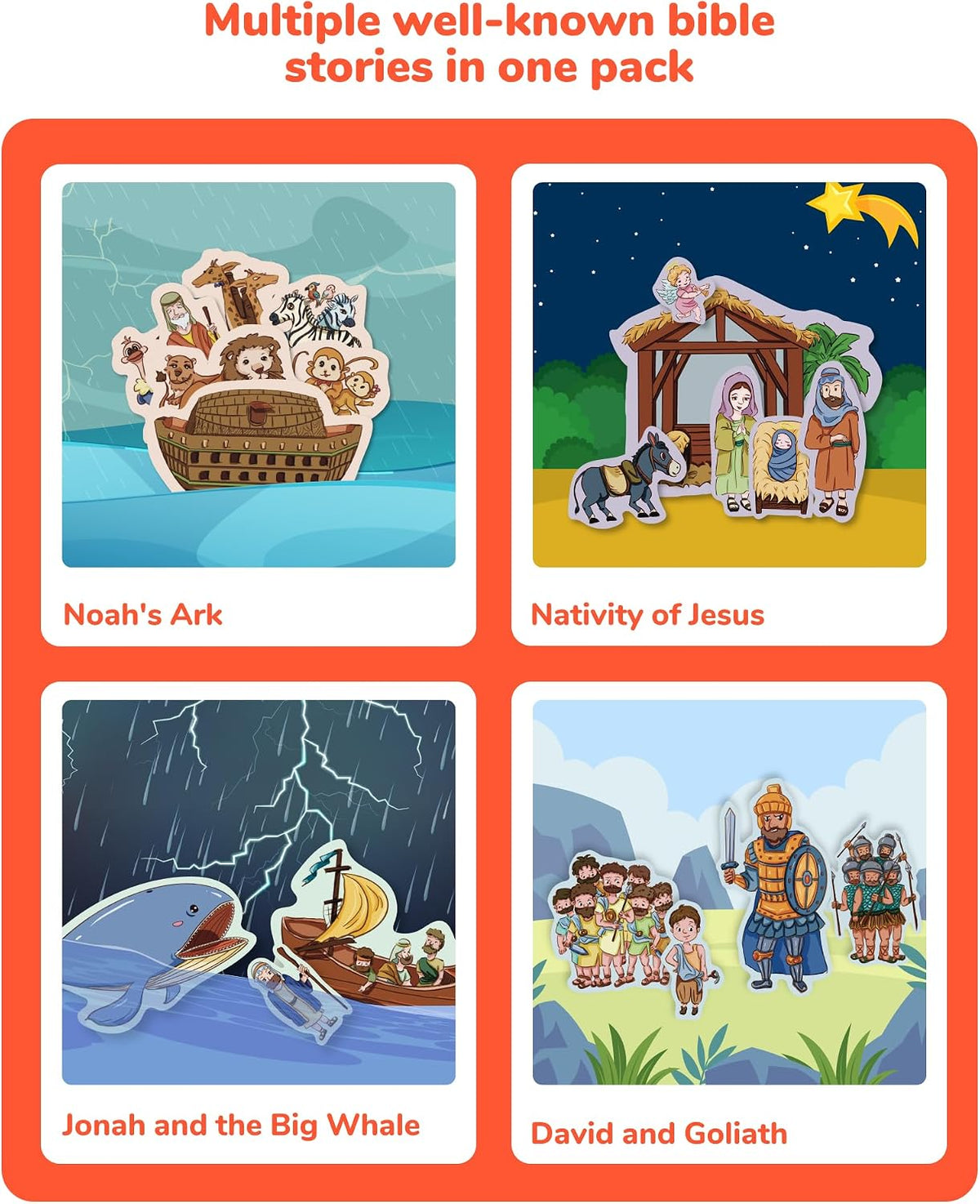 CHEFAN Noah's Ark Felt Board Bible Stories - Noah's Ark & Other 3 Bible Stories Set - image 2