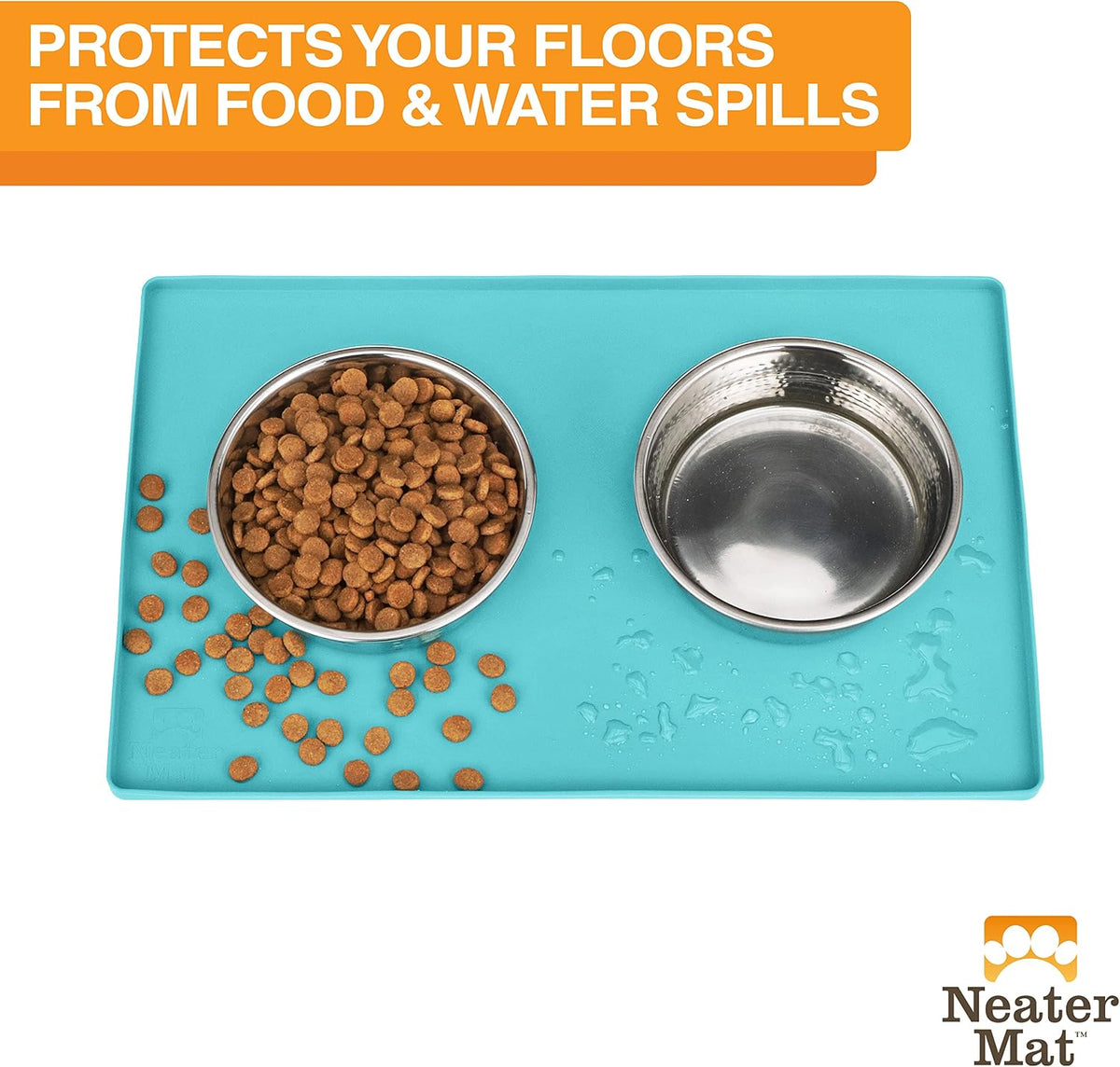Neater Pet Brands Neater Mat Cat & Dog Food Mat - 19"L x 12"W / Aquamarine - image 2