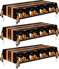 Childom 3 Pack Black and Gold Tablecloths for Events - Halloween Black