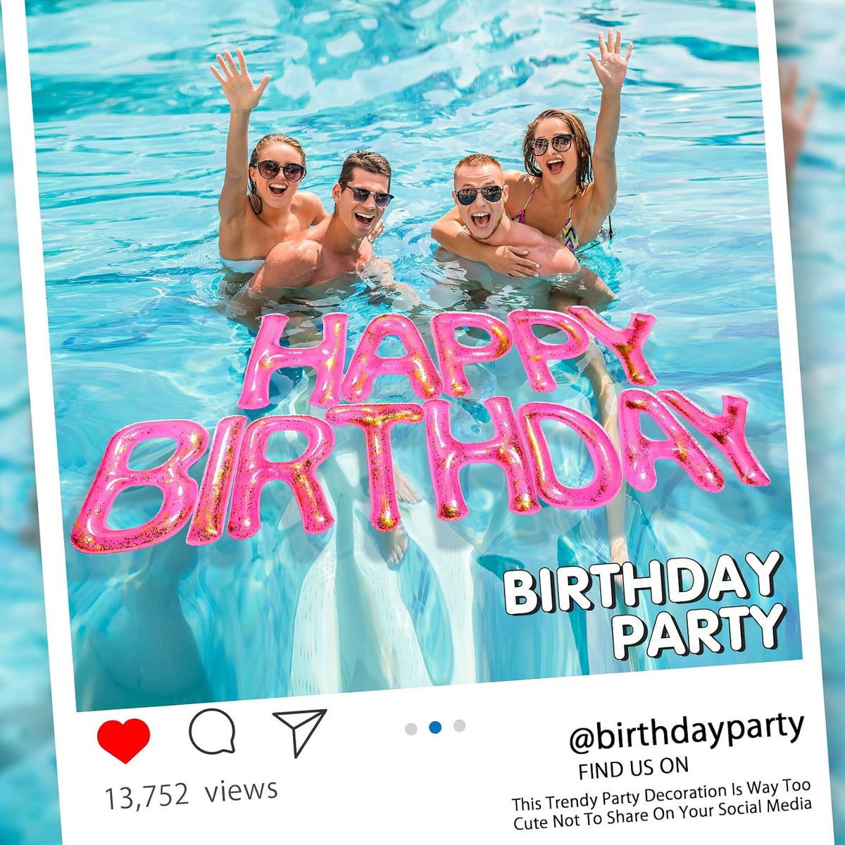 Shappy Happy Birthday Pool Floats Balloon – Fun for Kids & Family - Pink / 20'' / Sequins - image 3